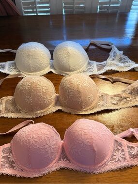 Jessica Simpson Lace Push-Up Bra Set - White, Nude, Pink NWOT